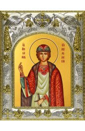 Икона Михаил Муромский, 14x18 в серебряном окладе, арт вк-4075