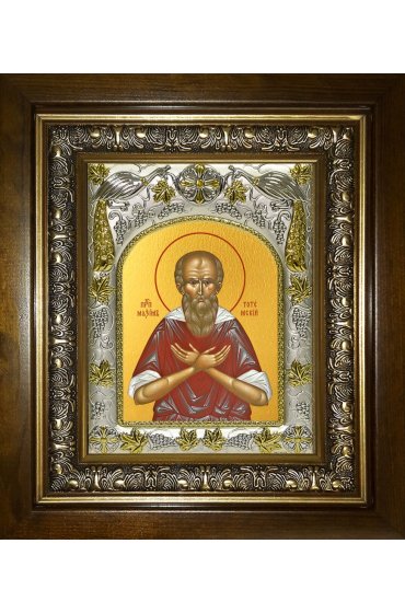 Икона Максим Тотемский, Христа ради юродивый, 14x18 см, в деревянном киоте 20х24 см, арт вк-4100