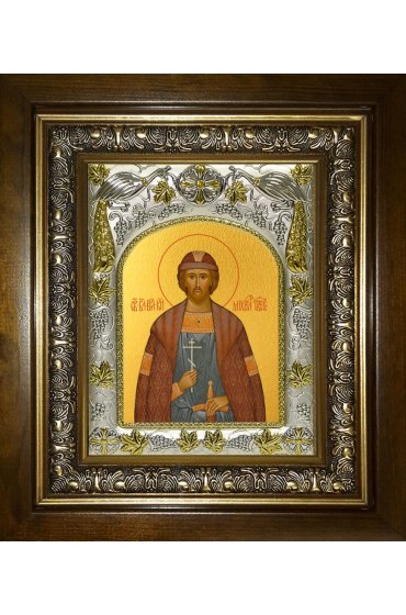 Икона Михаил Ярославич Тверской, 14x18 см, в деревянном киоте 20х24 см, арт вк-4107