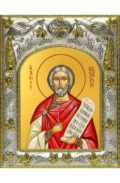 Икона Назарий Медиоланский, 14x18 в серебряном окладе, арт вк-4117