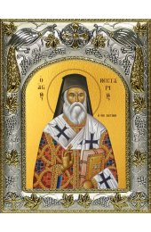 Икона Нектарий Эгинский, 14x18 в серебряном окладе, арт вк-4118