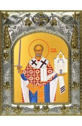 Икона Николай Можайский, 14x18 в серебряном окладе, арт вк-4126