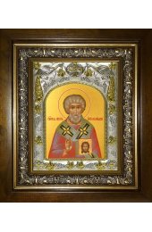 Икона Никита архиепископ Аполлониадский, 14x18 см, в деревянном киоте 20х24 см, арт вк-4187