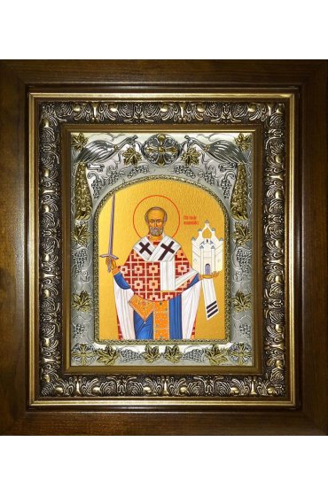 Икона Николай Можайский, 14x18 см, в деревянном киоте 20х24 см, арт вк-4192