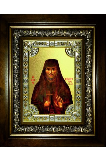 Икона Никифор Прокаженный, 18x24 см, со стразами, в деревянном киоте, арт вк-4221