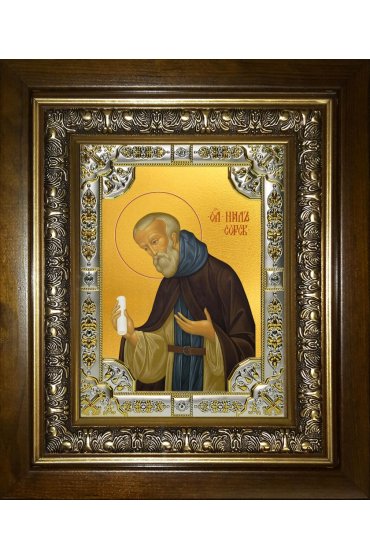 Икона Нил Сорский, 18x24 см, со стразами, в деревянном киоте, арт вк-4243