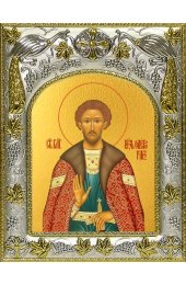 Икона Олег Рязанский, 14x18 в серебряном окладе, арт вк-4247