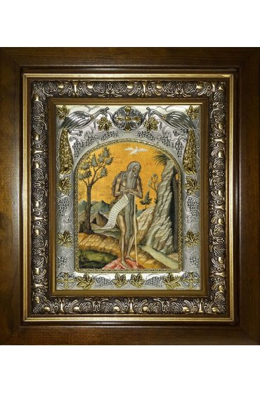 Икона Онуфрий Великий, 14x18 см, в деревянном киоте 20х24 см, арт вк-4294