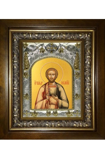 Икона Павел Кесарийский, 14x18 см, в деревянном киоте 20х24 см, арт вк-4297