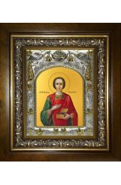 Икона Пантелеймон Целитель, 14x18 см, в деревянном киоте 20х24 см, арт вк-4301