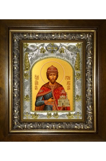 Икона Роман Рязанский, 14x18 см, в деревянном киоте 20х24 см, арт вк-4316