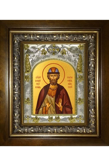 Икона Ростислав Мстиславич Киевский, 14x18 см, в деревянном киоте 20х24 см, арт вк-4321