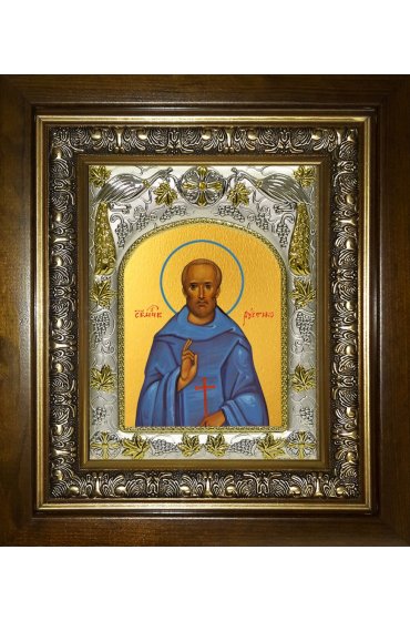 Икона Рустик Парижский, 14x18 см, в деревянном киоте 20х24 см, арт вк-4323