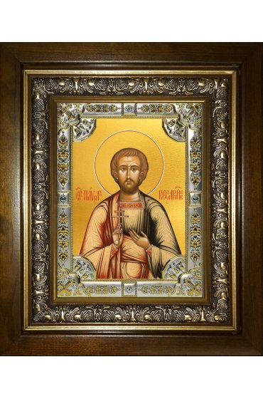 Икона Павел Кесарийский, 18x24 см, со стразами, в деревянном киоте, арт вк-4327