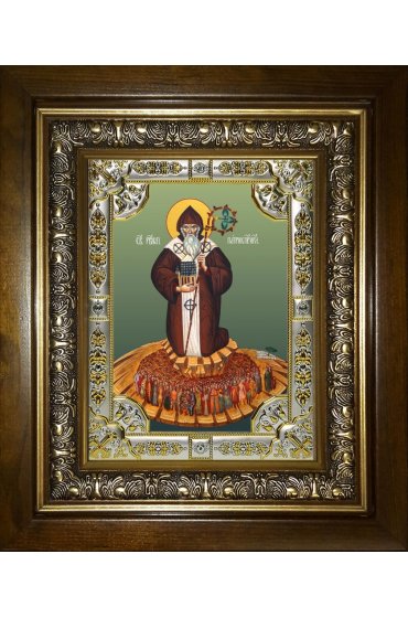 Икона Патрик (Патрикий) просветитель Ирландии, 18x24 см, со стразами, в деревянном киоте, арт вк-4332