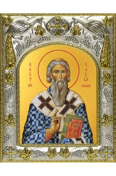 Икона Савва Сербский, 14x18 в серебряном окладе, арт вк-4345
