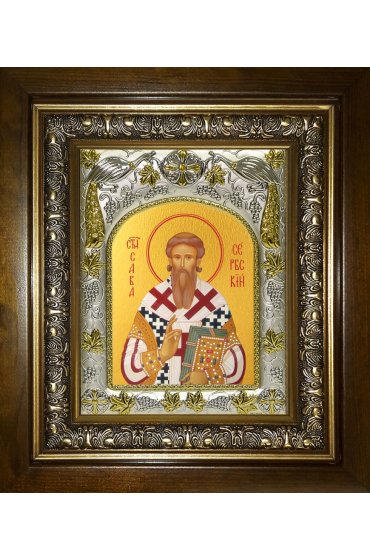 Икона Савва Сербский, 14x18 см, в деревянном киоте 20х24 см, арт вк-4423