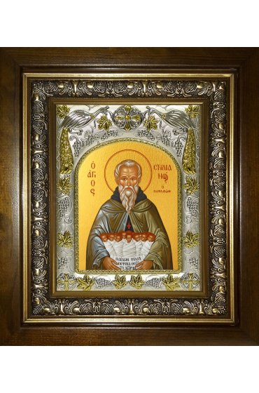 Икона Стилиан преподобный, 14x18 см, в деревянном киоте 20х24 см, арт вк-4462