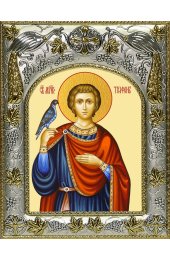 Икона Трифон мученик, 14x18 в серебряном окладе, арт вк-4505