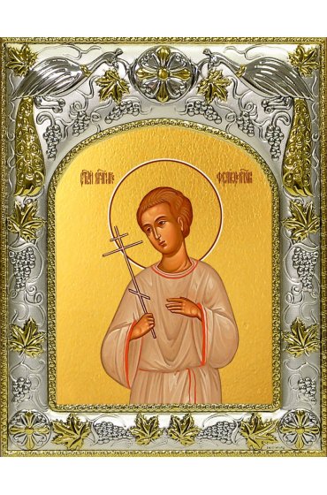 Икона Феликс Римский, 14x18 в серебряном окладе, арт вк-4506