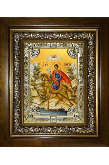 Икона Трифон мученик, 18x24 см, со стразами, в деревянном киоте, арт вк-4549