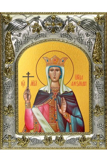 Икона Александра Римская, 14x18 в серебряном окладе, арт вк-4563