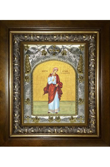 Икона Агафия Панормская, 14x18 см, в деревянном киоте 20х24 см, арт вк-4591