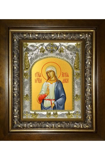 Икона Агния Римская, 14x18 см, в деревянном киоте 20х24 см, арт вк-4593