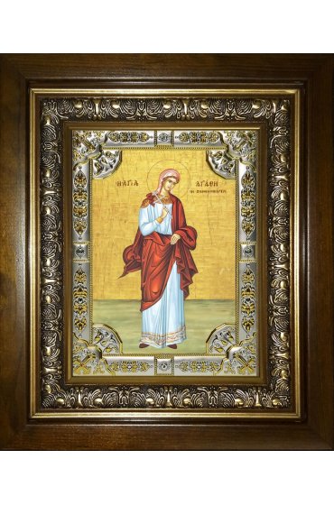 Икона Агафия Панормская, 18x24 см, со стразами, в деревянном киоте, арт вк-4616