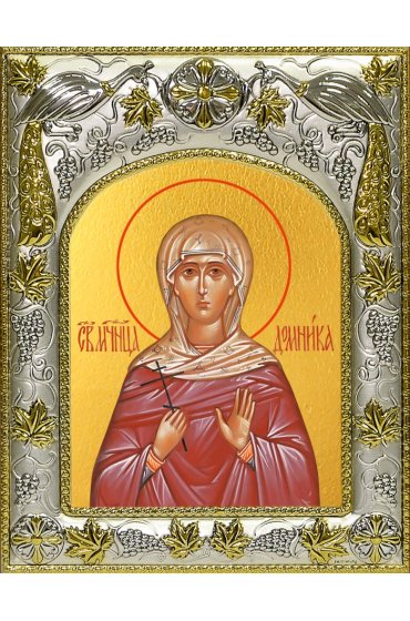 Икона Домника (Домнина) Аназаровская, 14x18 в серебряном окладе, арт вк-4640
