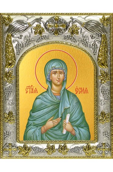 Икона Есия мученица, 14x18 в серебряном окладе, арт вк-4647