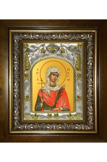 Икона Валентина Кесарийская, 14x18 см, в деревянном киоте 20х24 см, арт вк-4663