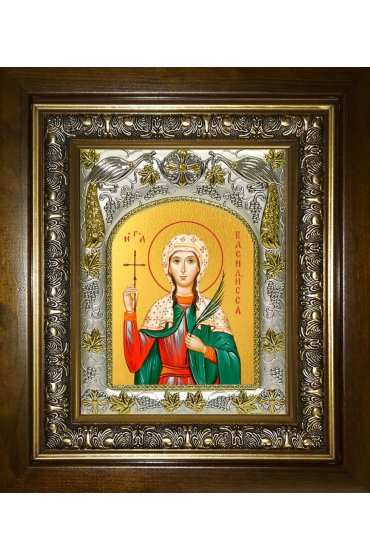 Икона Василисса Никомидийская, 14x18 см, в деревянном киоте 20х24 см, арт вк-4668