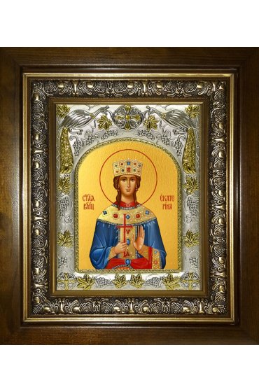 Икона Екатерина Александрийская, 14x18 см, в деревянном киоте 20х24 см, арт вк-4689
