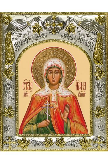 Икона Ирина Египетская, 14x18 в серебряном окладе, арт вк-4717