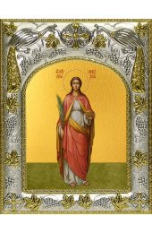 Икона Лукия Сиракузская, 14x18 в серебряном окладе, арт вк-4741