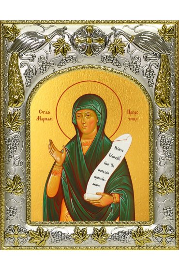 Икона Мариам пророчица, 14x18 в серебряном окладе, арт вк-4743