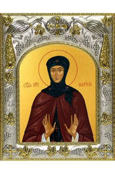 Икона Марина Берийская (Македонская), 14x18 в серебряном окладе, арт вк-4745