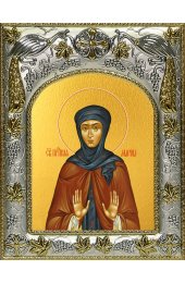 Икона Марина преподобная, 14x18 в серебряном окладе, арт вк-4746