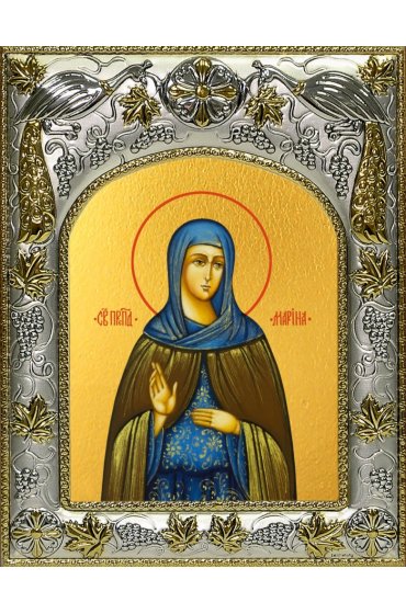 Икона Марина Берийская (Македонская), 14x18 в серебряном окладе, арт вк-4747
