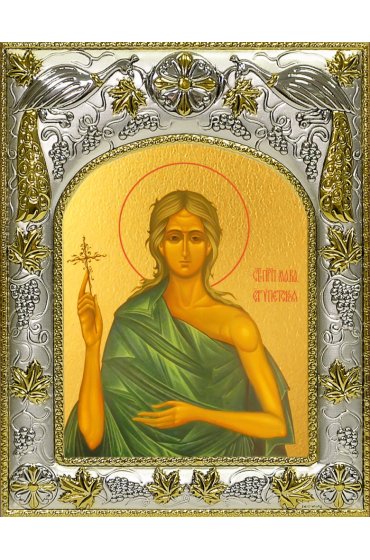 Икона Мария Египетская, 14x18 в серебряном окладе, арт вк-4750