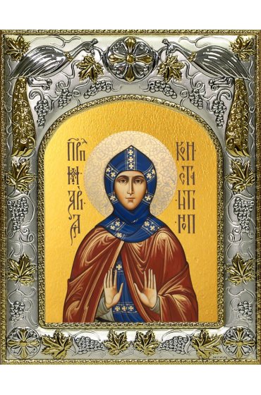 Икона Мария Константинопольская, 14x18 в серебряном окладе, арт вк-4753