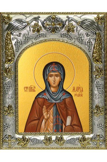 Икона Мария Радонежская, 14x18 в серебряном окладе, арт вк-4755