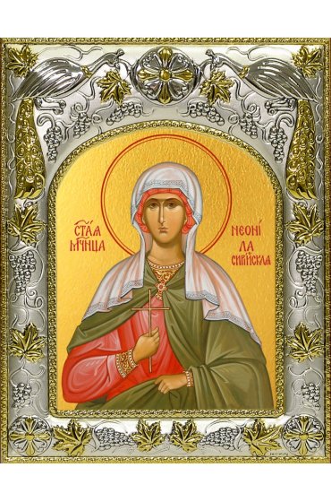 Икона Неонилла Сирийская, 14x18 в серебряном окладе, арт вк-4764