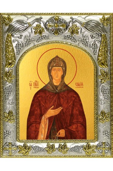 Икона София Суздальская, 14x18 в серебряном окладе, арт вк-4785