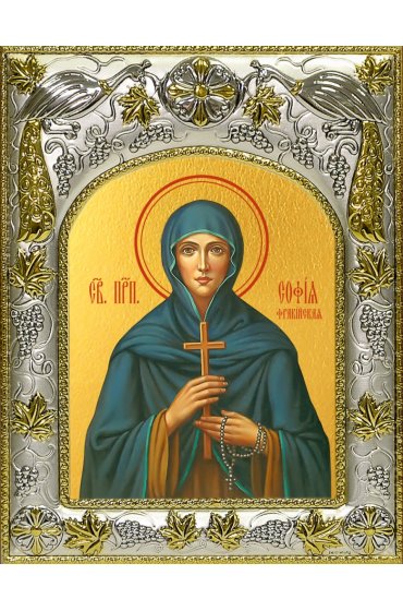 Икона София Фракийская, 14x18 в серебряном окладе, арт вк-4787