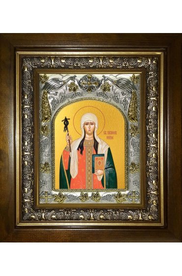 Икона Нина просветительница Грузии, 14x18 см, в деревянном киоте 20х24 см, арт вк-4886