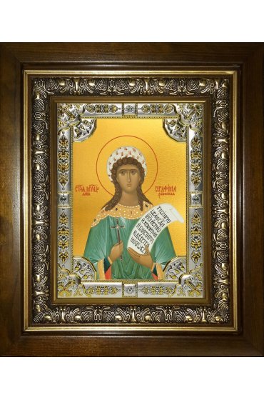 Икона Серафима дева, 18x24 см, со стразами, в деревянном киоте, арт вк-4951