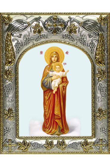 Икона Божьей Матери Благодатное Небо, 14x18 в серебряном окладе, арт вк-4960