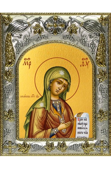 Икона Божьей Матери Боголюбская, 14x18 в серебряном окладе, арт вк-4962
